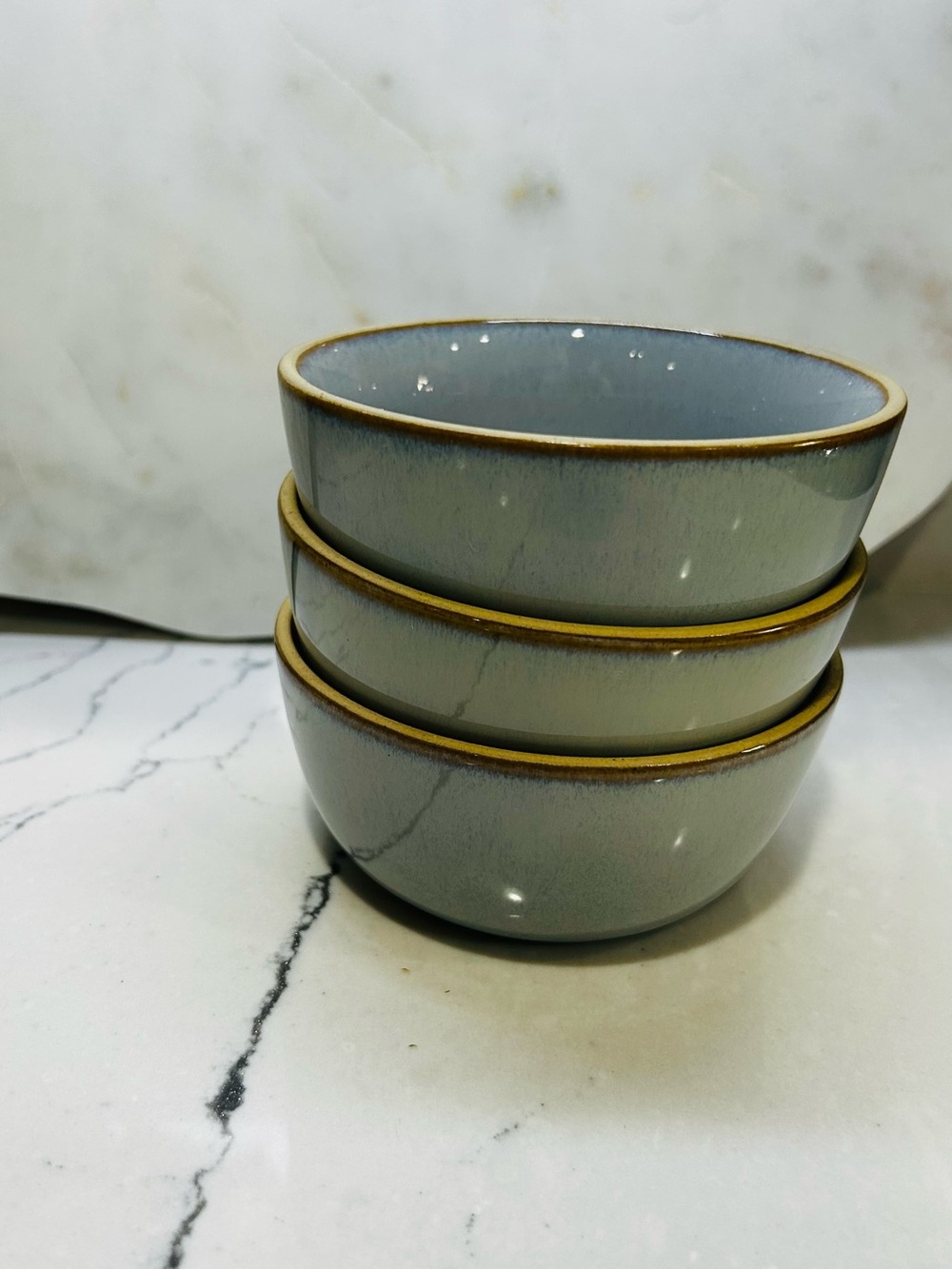 Hearth & Hand Blue Stoneware Reactive Exposed Rim Mini Dessert Bowl (Set of 3)